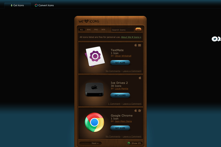We Love Icons website preview